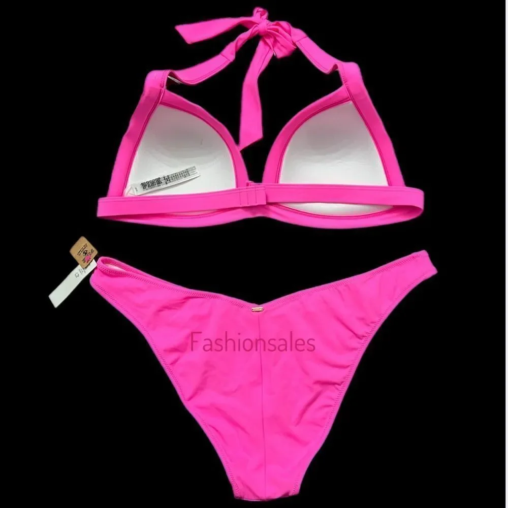 Victoria’s Secret Pink Swim Push Up Triangle Padded Bikini Top & Itsy Bottom Set